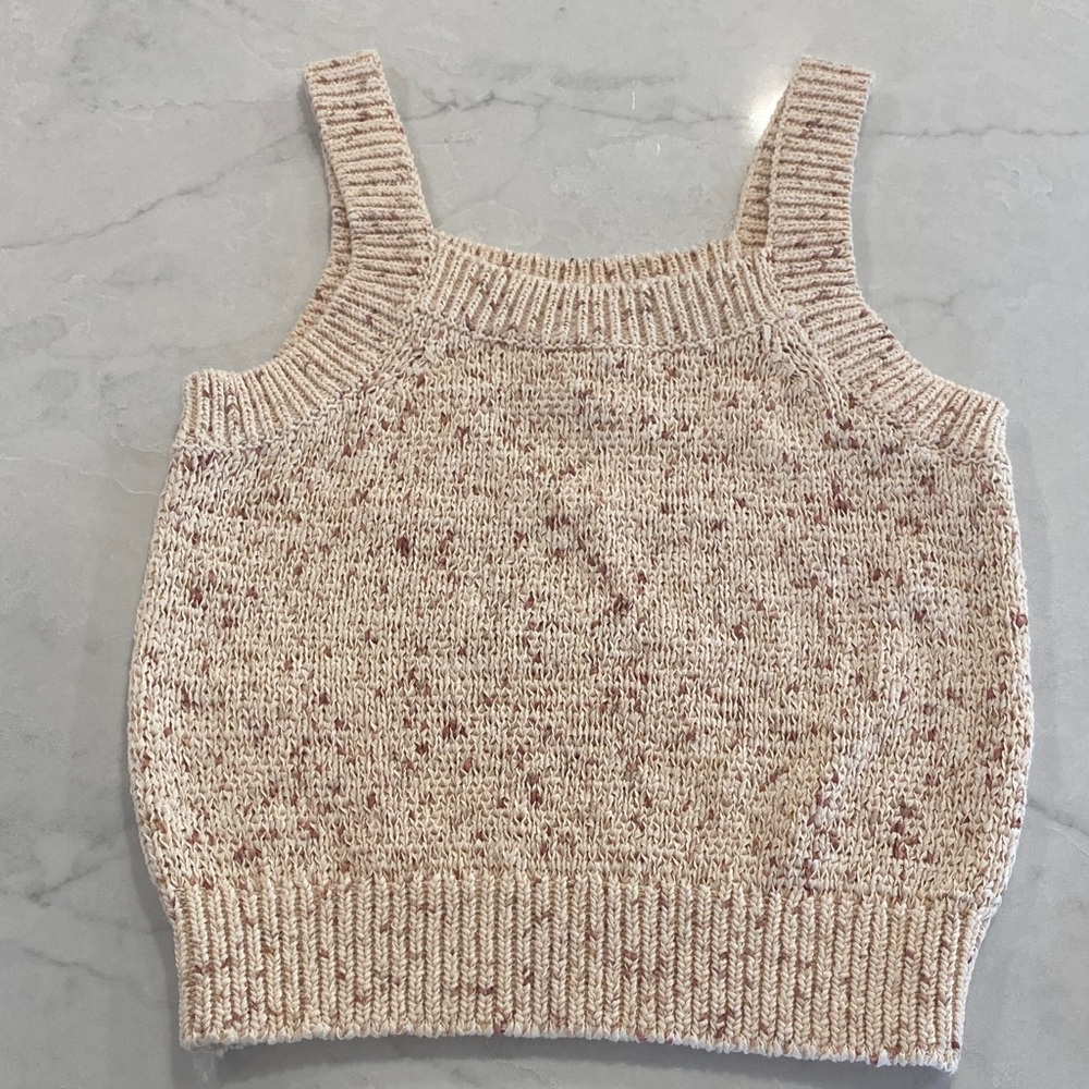 LOFT Cream and Brown Knit Camisole